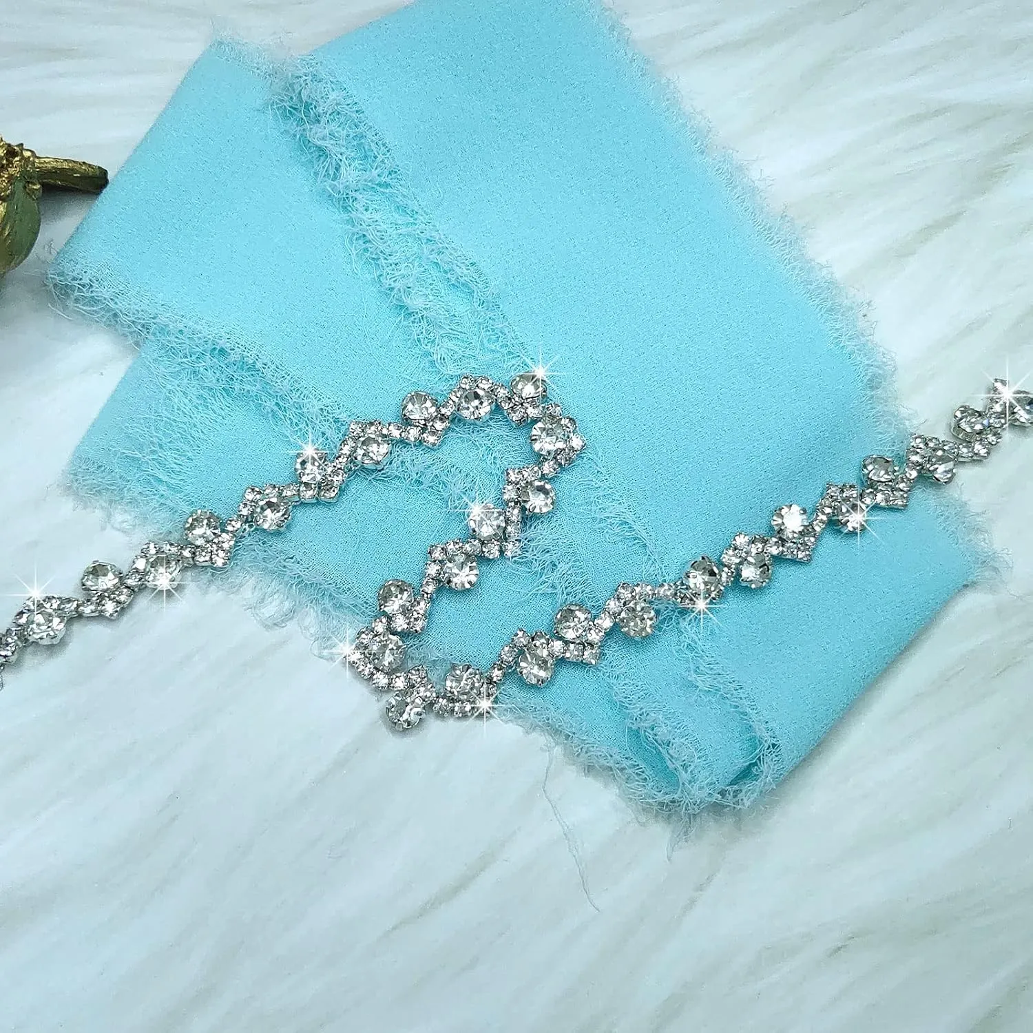 1 Yard Rhinestone Trim Fashion Crystal Rhinestone Circle Chain Rhinestone Applique for DIY Decoration & Bridal Embellishment