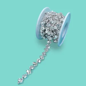 1 Yard Rhinestone Trim Fashion Crystal Rhinestone Circle Chain Rhinestone Applique for DIY Decoration & Bridal Embellishment