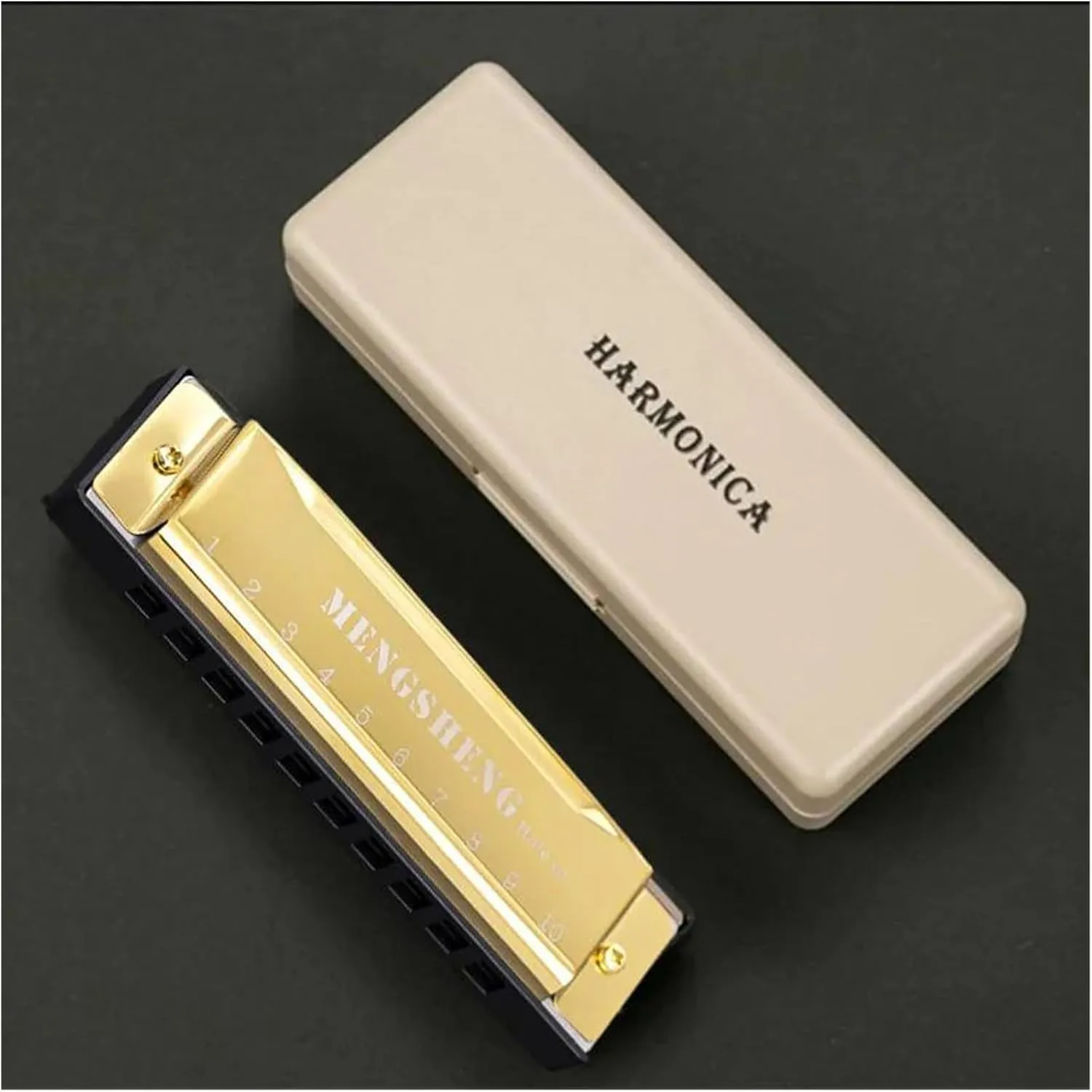 10 hole 20 tone Blues Harmonica C Key(Gold)