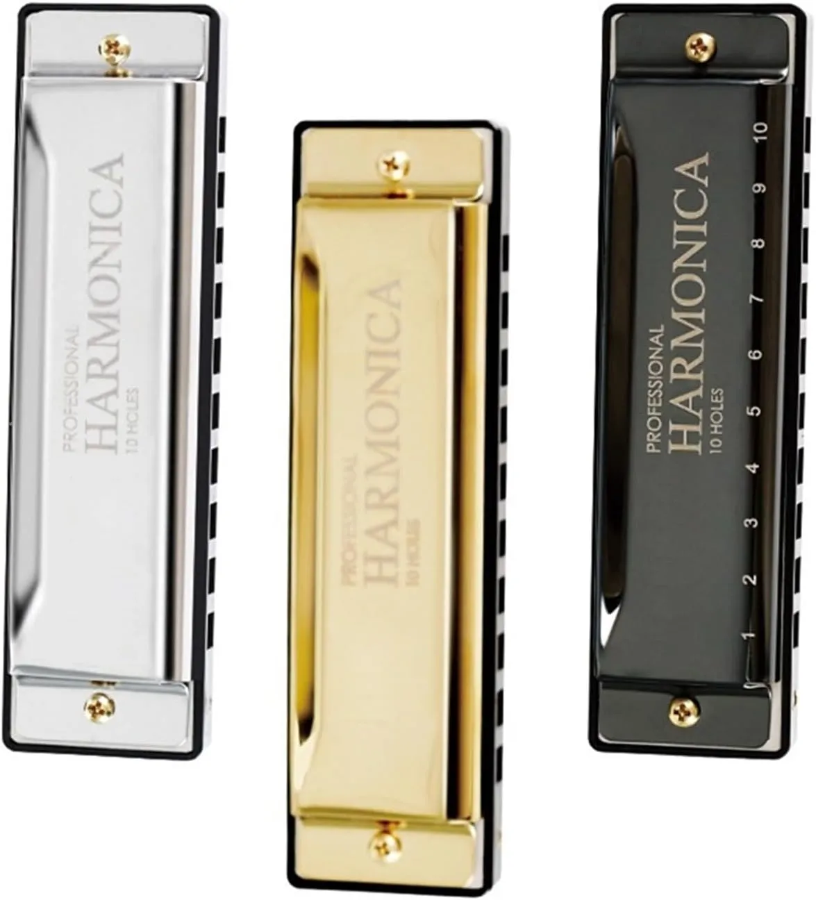 10 Hole Blues C Key Beginner Harmonica(Gold)