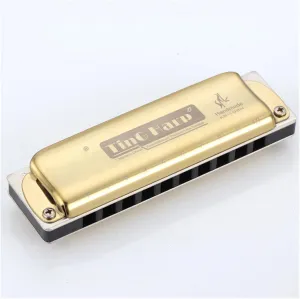 10 hole blues harmonica blues instrument playing practice beginners learning harmonica(Gold)