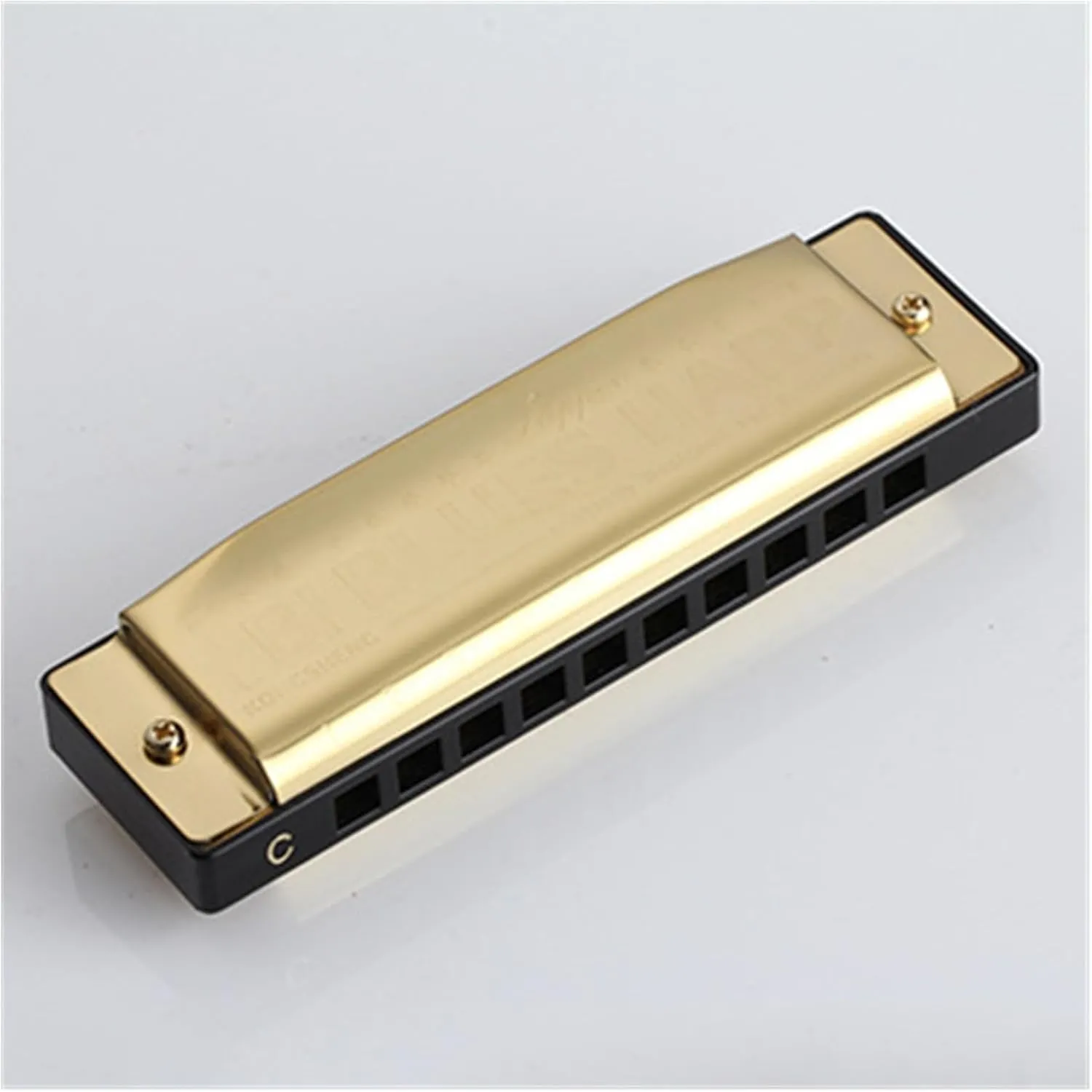 10 hole C blues harmonica beginner harmonica instrument(Gold)