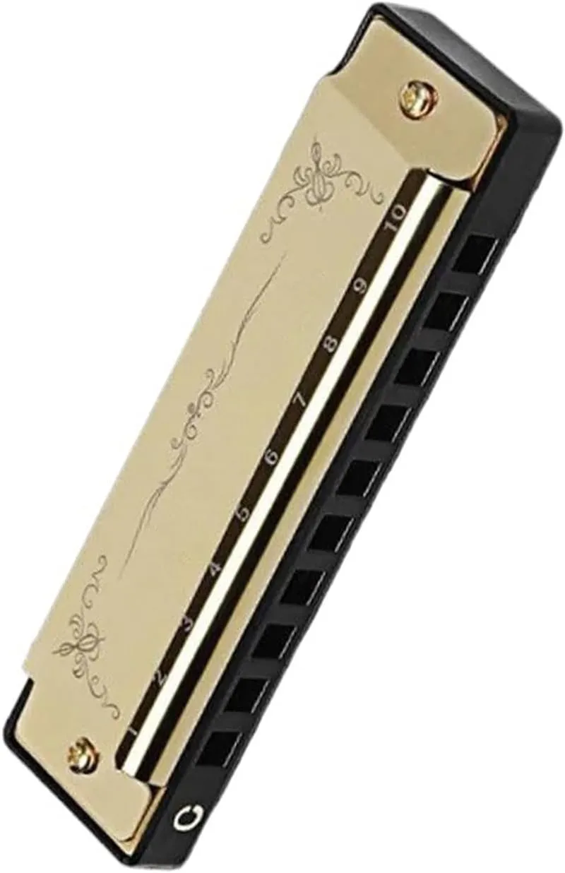 10 Hole C Keyed Blues Harmonica Diatonic Scale(Gold)