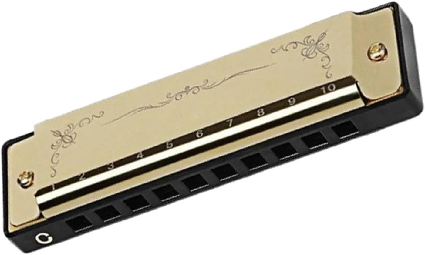 10 Hole C Tone 20 Tone Blues Harmonica Suitable For Beginners And Adults(Gold)