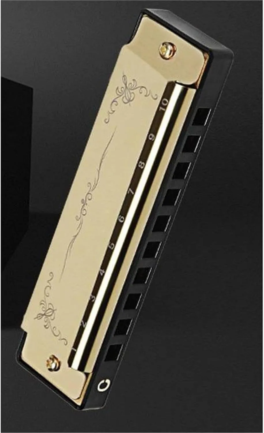 10 Hole C Tone 20 Tone Blues Harmonica Suitable For Beginners And Adults(Gold)