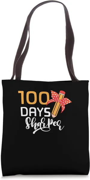 100 Days Sharper Red Dotted Bow Tote Bag
