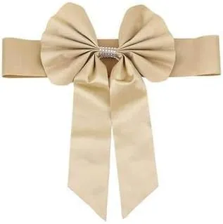 100 pcs Champagne Reversible Satin Faux Leather Bow Tie Chair Sashes with Buckles Wedding Ceremony Reception Decorations