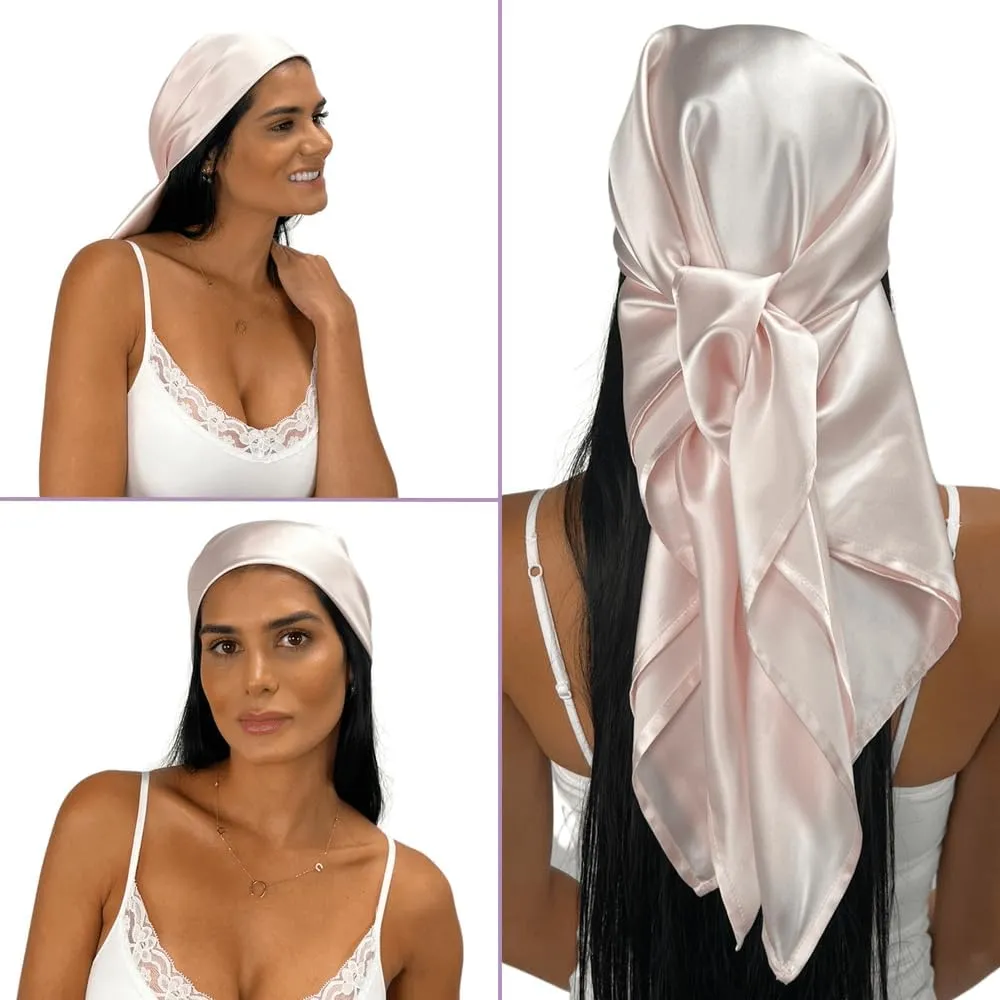 100% Pure Mulberry Silk Head Scarf - 36" Square, 19 Momme, Women's Hair Wrap | Maintains Style, Reduces Frizz, Aids Growth