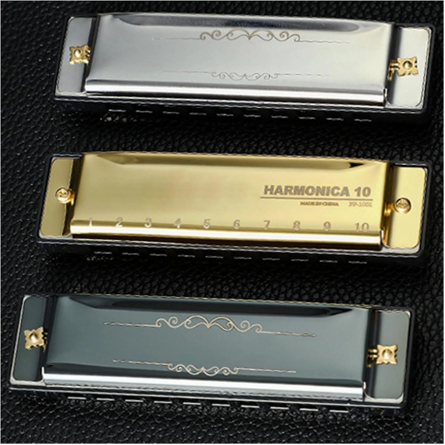 10-hole C blues harmonica for beginners(Gold)
