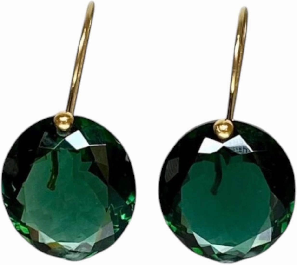 10K Solid Gold Green Tourmaline Green Stone Earrings Round Earrings Tourmaline Gemstone Gold Earring For Women Luxury Earring