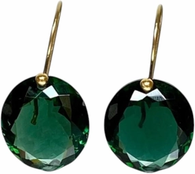 10K Solid Gold Green Tourmaline Green Stone Earrings Round Earrings Tourmaline Gemstone Gold Earring For Women Luxury Earring