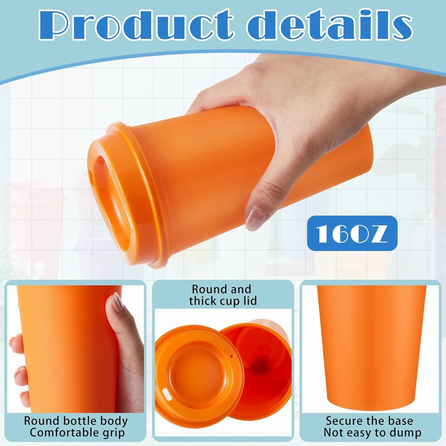 12 Pcs Reusable Coffee Cups with Lids 16 oz Travel Hot Cups Microwavable Plastic Tumblers Coffee Mugs for Hot and Cold Drinks(Bright Colors,12 Pcs)