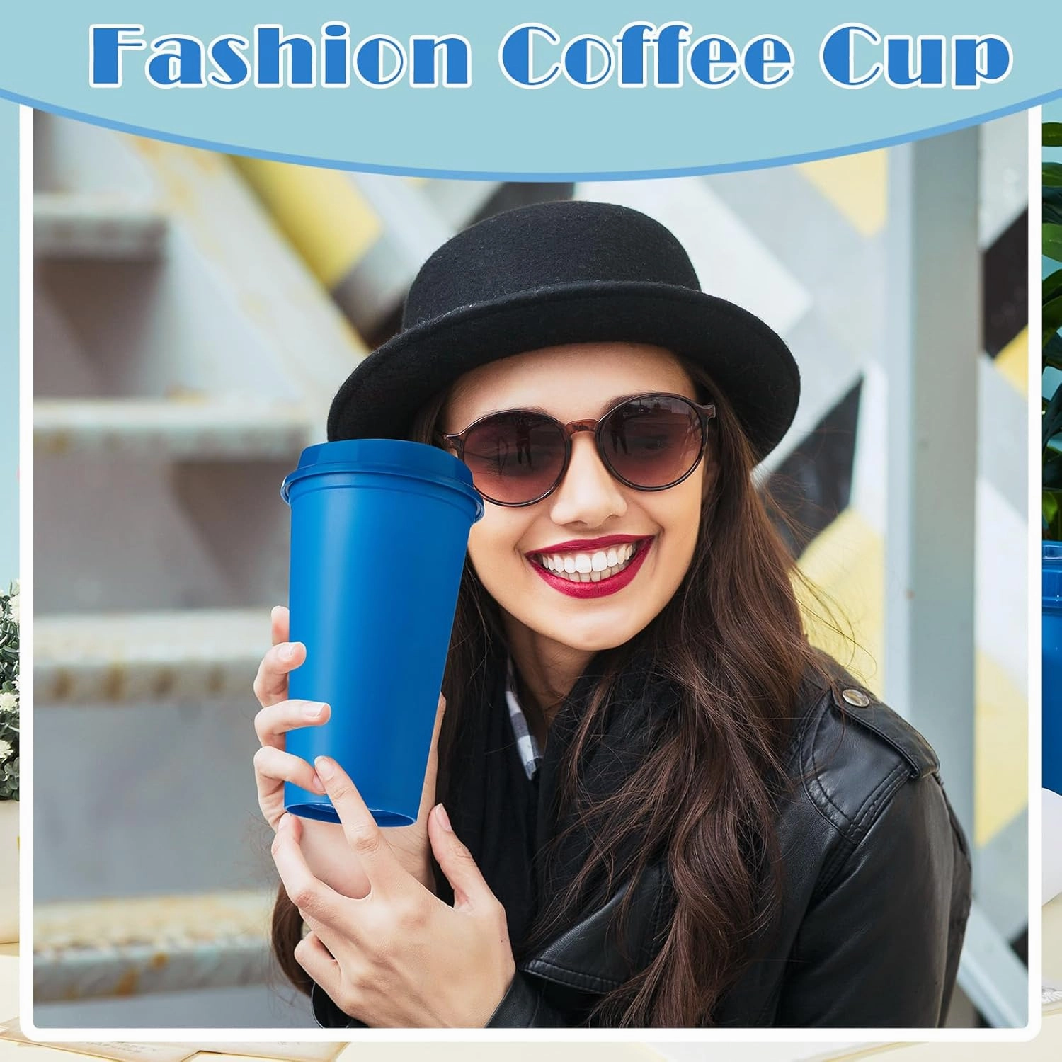 12 Pcs Reusable Coffee Cups with Lids 16 oz Travel Hot Cups Microwavable Plastic Tumblers Coffee Mugs for Hot and Cold Drinks(Bright Colors,12 Pcs)