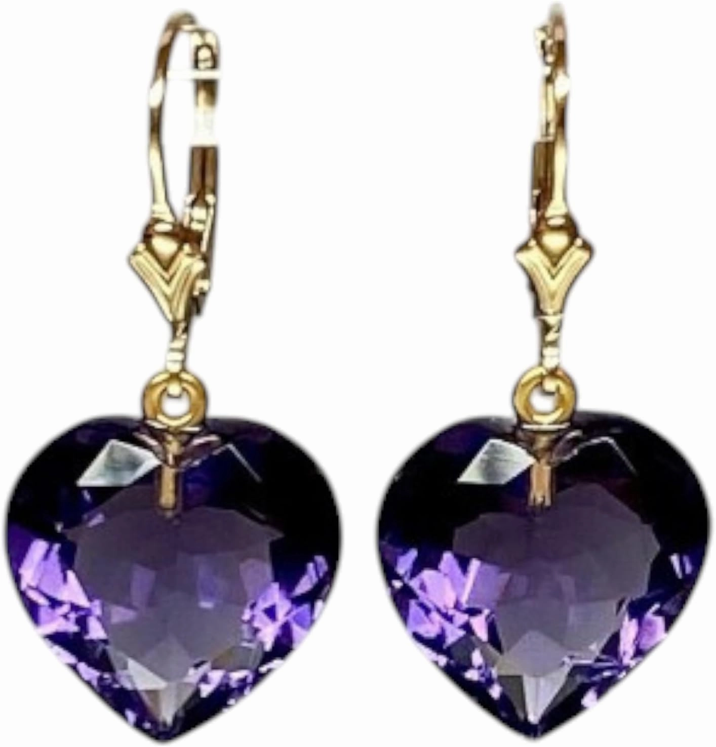14k Gold Small Heart Shape Amethyst Gemstone Purple Amethyst Earrings Unique Purple Jewelry For Women February Birthstone Luxury Solid Gold Earring Gift For Love Best Gifting Idea