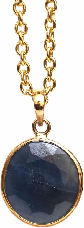 14K Solid Gold Round Blue Sapphire Pendant for Necklace – Natural 5.48ct Gemstone – Fine Jewelry Gift for Women – Chain Not Included