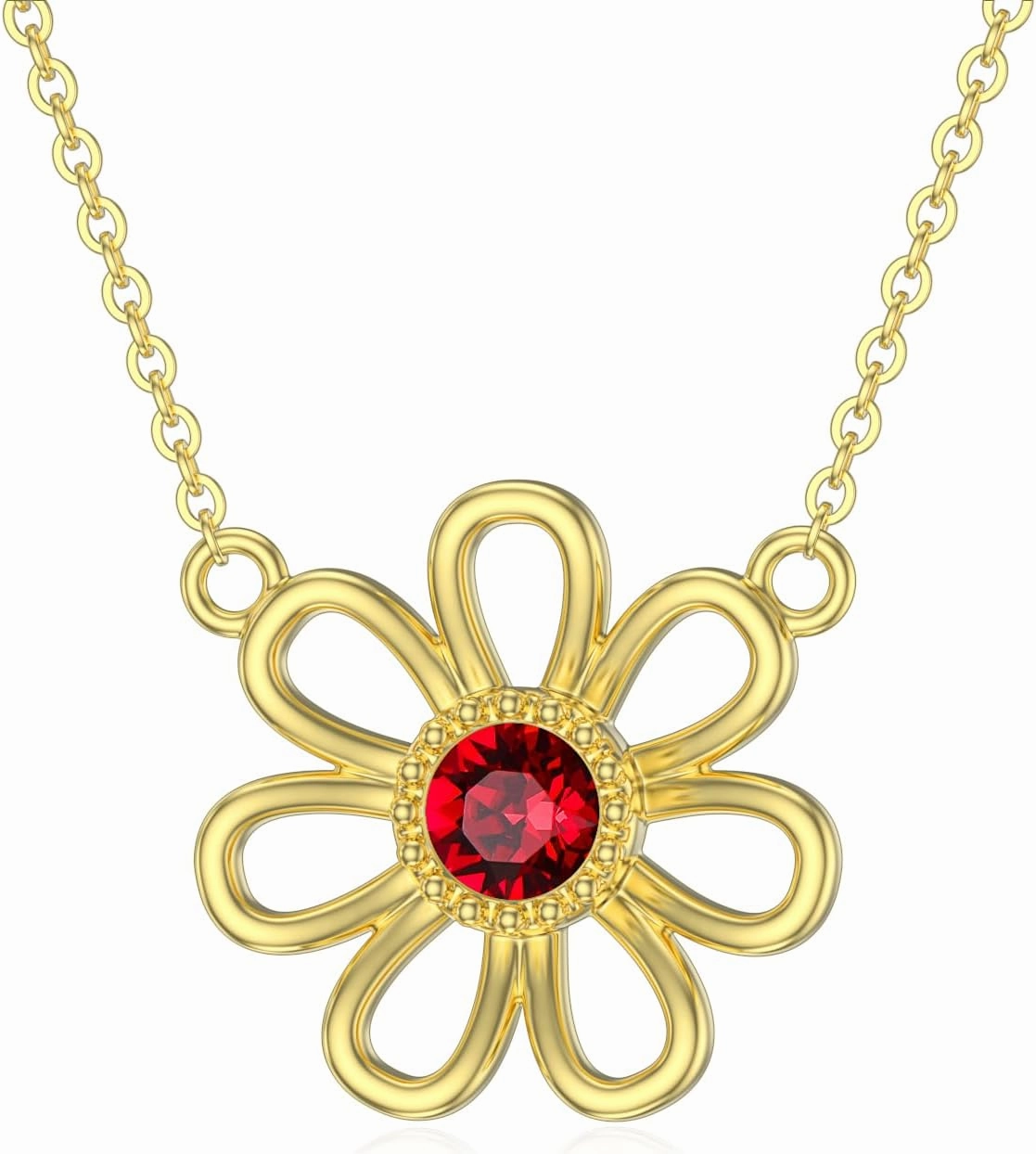 14K Yellow Gold Daisy Necklace for Women Solid 14K Gold Daisy Flower Neckalce Birthday Anniversary Luxury Jewelry Gift for Wife Mom Her