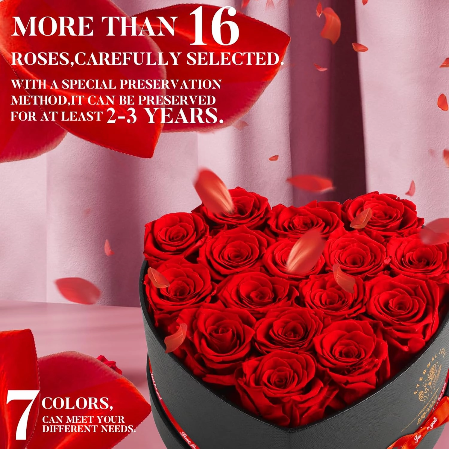 16-Piece Preserved Rose Birthday Gifts for Women, Eternal Rose Preserved Flowers for Delivery Prime Mothers' Day, Valentine's Day, Christmas, Birthday - Red Roses