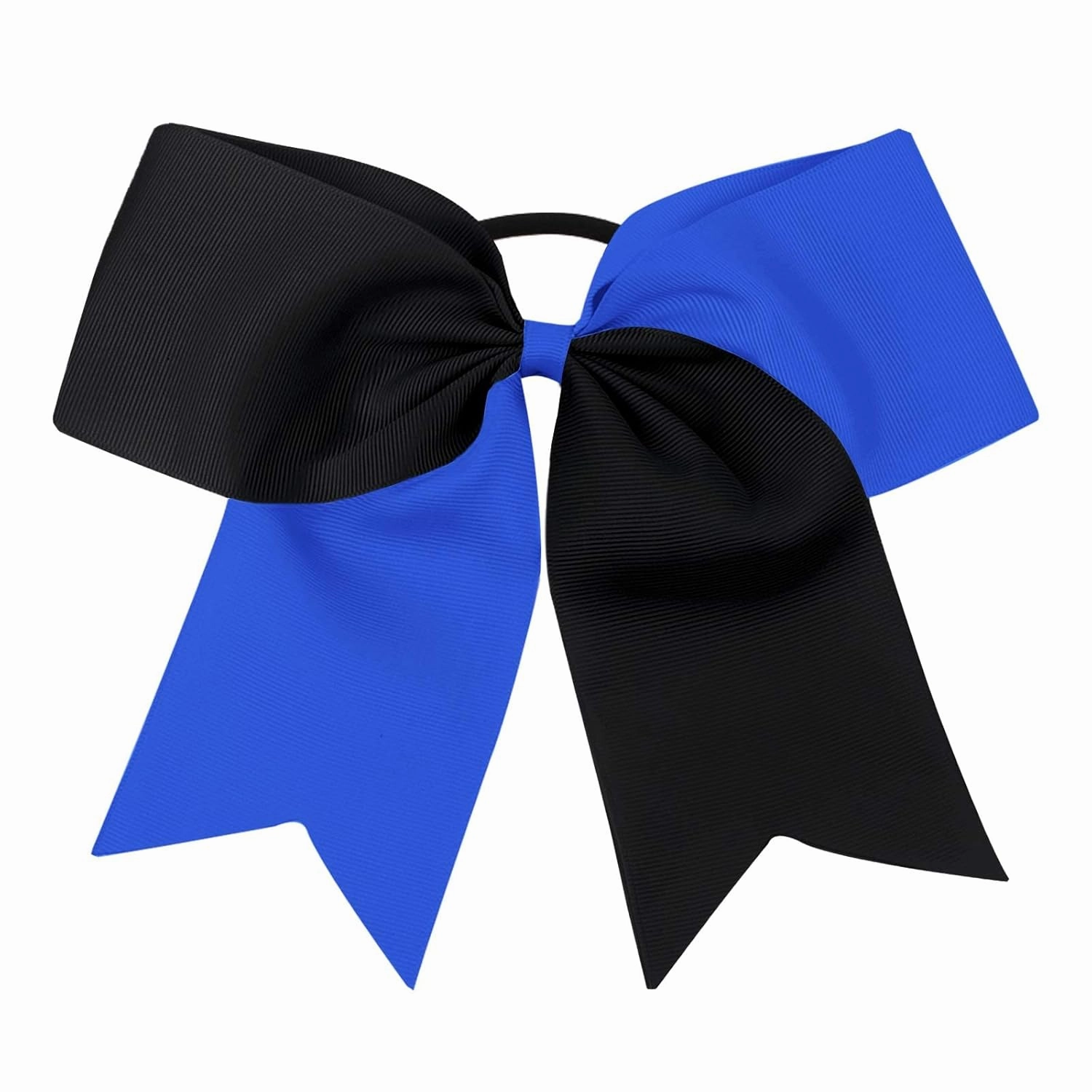 16PCS 8" Large Cheer Hair Bows Ponytail Holder Elastic Band Handmade for Cheerleading Teen Girls College Sports (Black/Royal, 16 Count (Pack of 1))