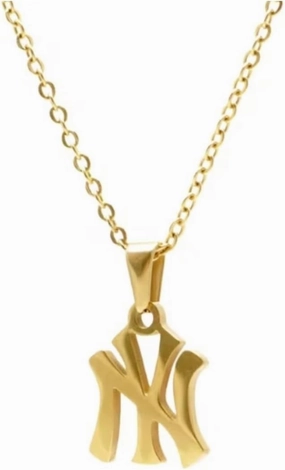 18K Gold Plated - Silver New York Necklace Stainless Steel Pendant Necklace Link Chain NY Pendant High Polished Finish Gift Idea