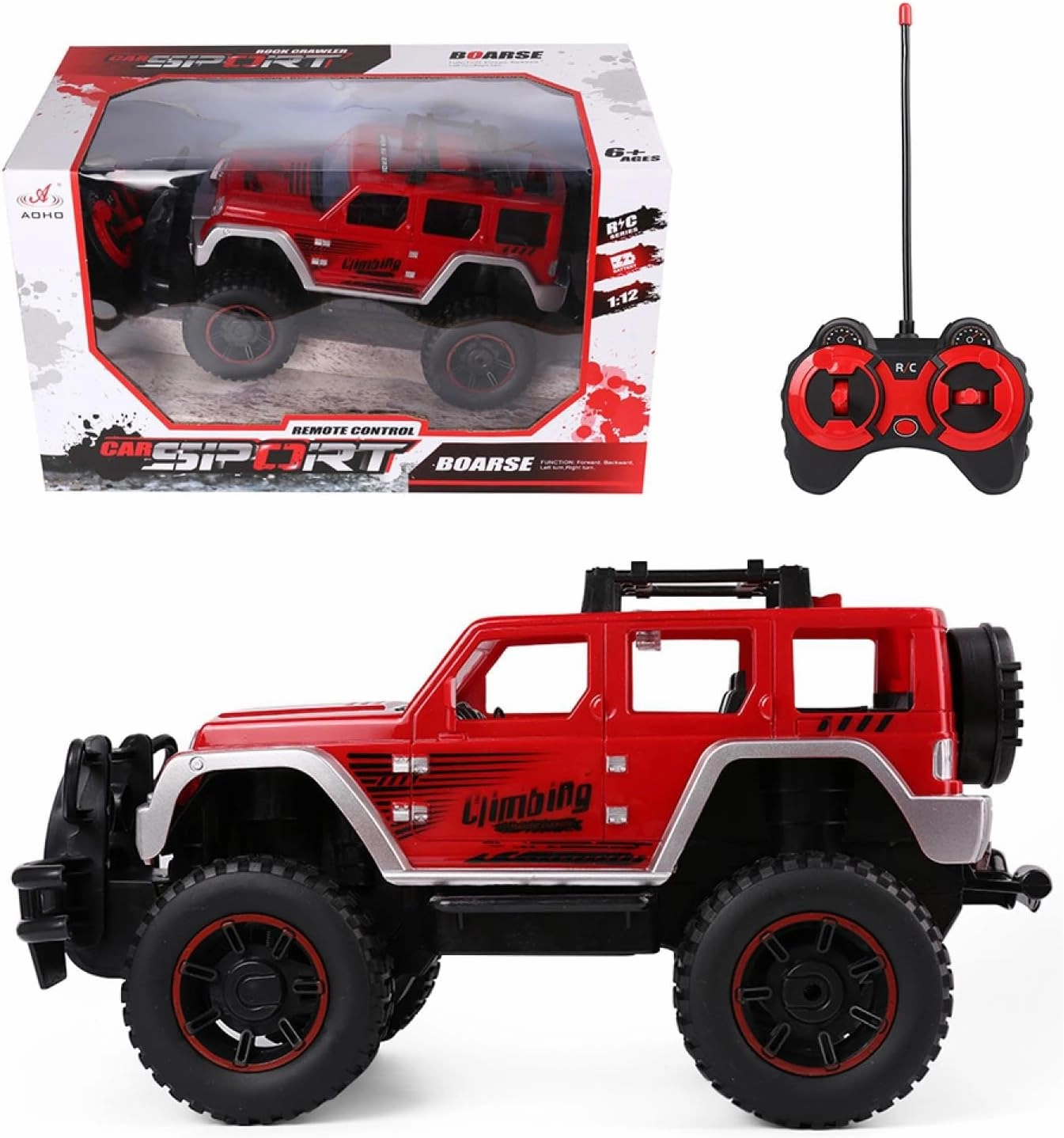 1/12 Scale All Terrain Offroad Remote Control Truck Bold Red 4x4 R/C Toy Car for Adults, Boys, Girls, Kids