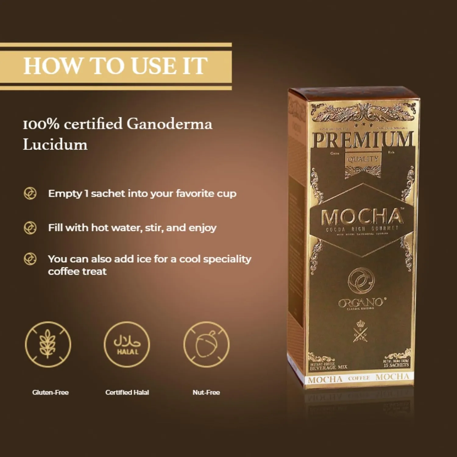 2 Boxes ORGANO Gourmet Cafe Mocha (30 sachets)