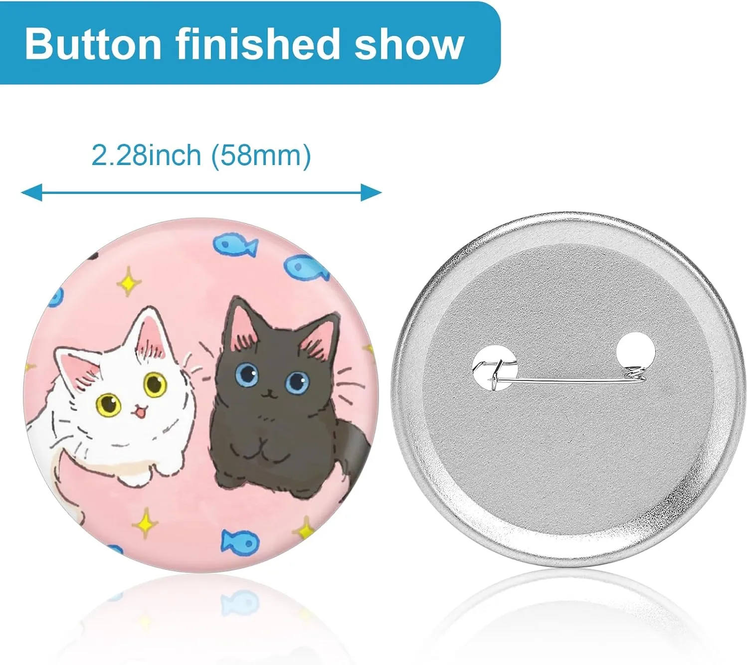 200 Set 2.28 Inch Button Maker Supplies, 58mm Approx. 2.25 In Metal Blank Button Badge Parts with Blank Paper& Clear Film for Button Maker Machine, Pin Maker, and Badge Press