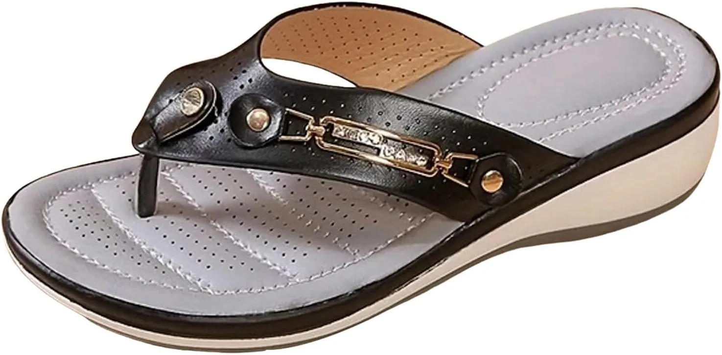 2025 Orthopedic Sandals for Women Summer Fashin Beach Vacation Flip Flops with Arch Support Breathable Non-Slip Open Toe Soft Sole Slippers Comfortable Indoor/Outdoor Ladies Dress Walking Footwear