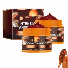 2025 New Gold Shimmer Intensive Tanning Gel,Browning & Bronzing Tan Accelerator,Water-Resistant with Carrot and Coconut Oil,Vitamin A & E For Moisture & Hydration,5 Fl Oz (2PCS)