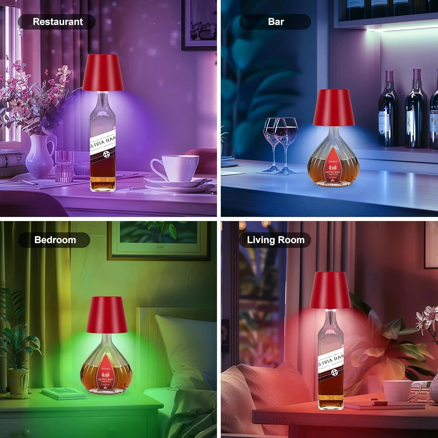 2025 New Wireless Bottle Lamp,RGB LED Bottle Light with Remote(RGB Wine red, 1pc)
