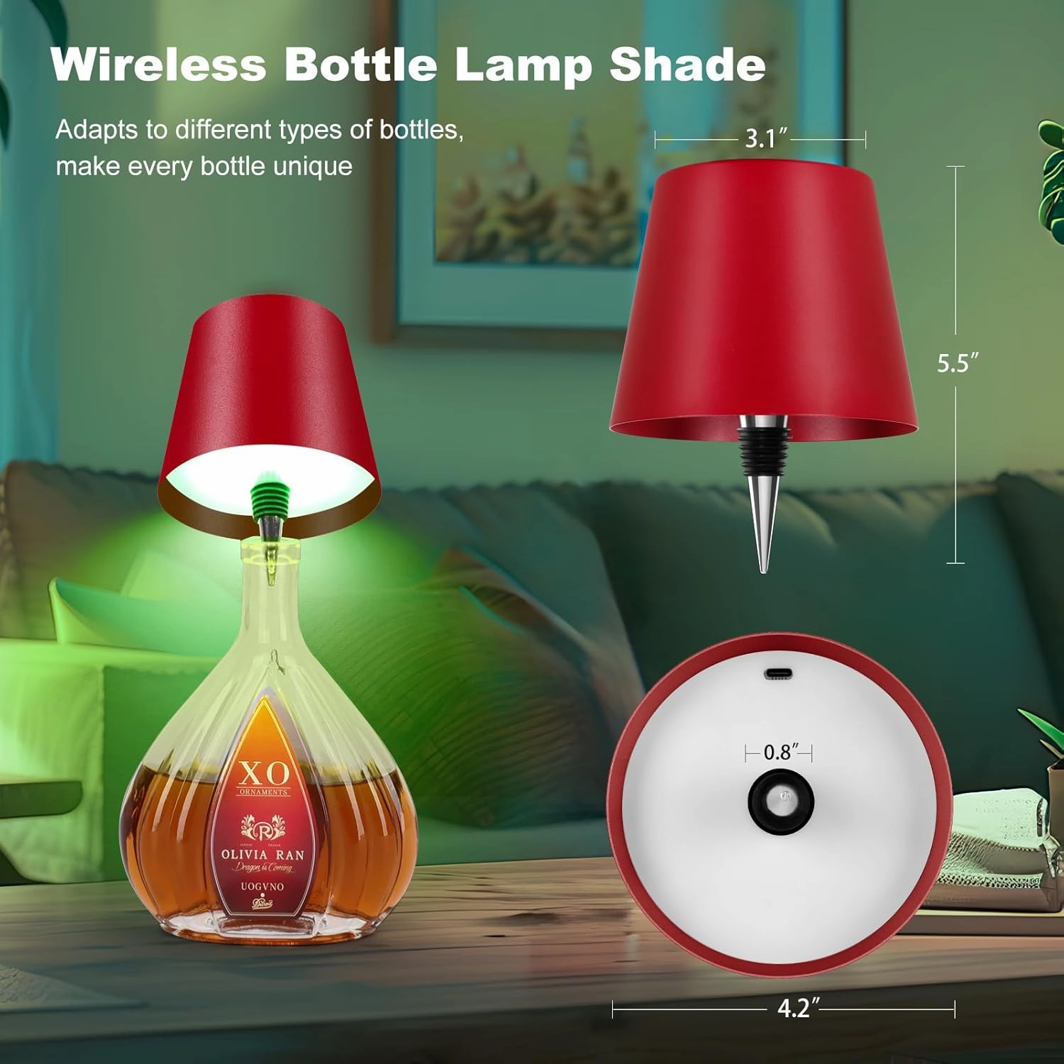 2025 New Wireless Bottle Lamp,RGB LED Bottle Light with Remote(RGB Wine red, 1pc)