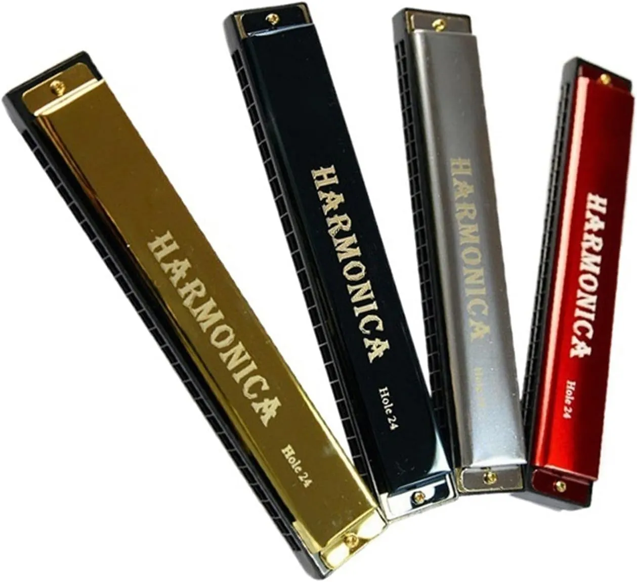 24 Hole C Harmonica For Beginners To Practice Playing(Gold)
