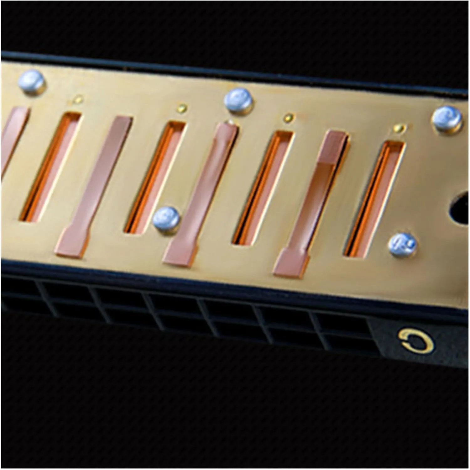 24 hole metal C key polyphonic harmonica beginner adult musical instrument(Gold)