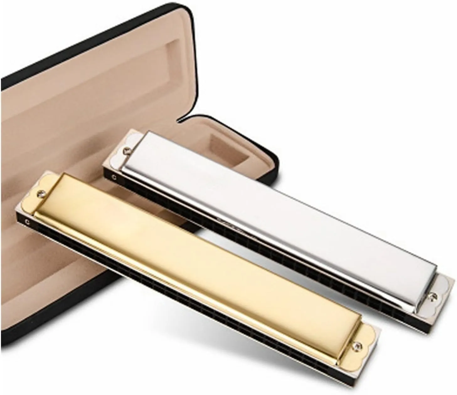 24 hole polyphonic harmonica beginner instrument(Gold)