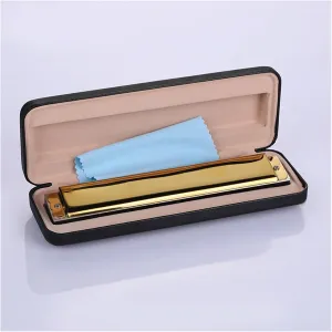 24 hole polyphonic harmonica beginner instrument(Gold)
