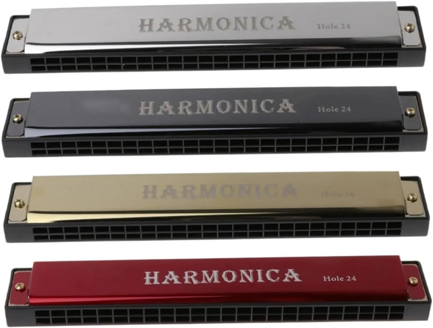 24 Hole Professional Harmonica C Tune Metal (Gold)