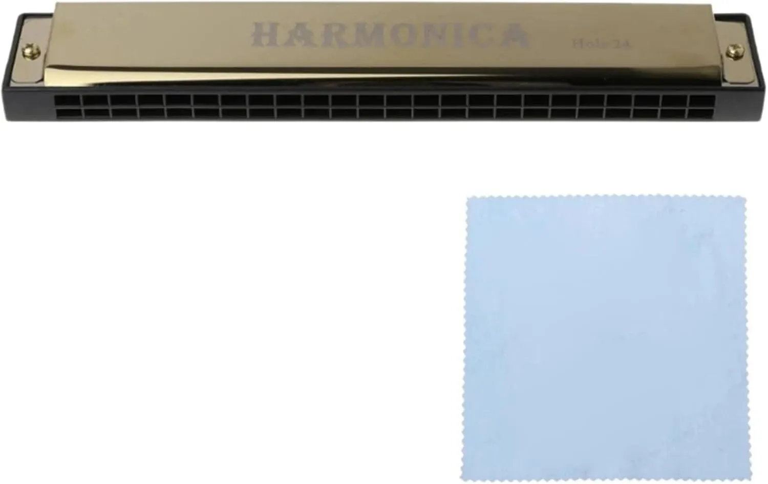 24 Hole Professional Harmonica C Tune Metal Suitable For Beginners(Gold)