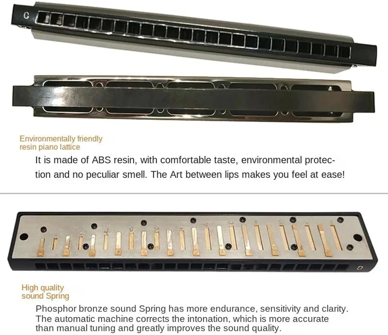 24 Hole Tremolo Harmonica Beginner Adult Professional(Gold)