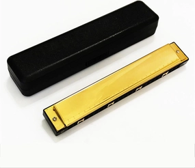 24 hole polyphonic C harmonica for adults and beginners(Gold)