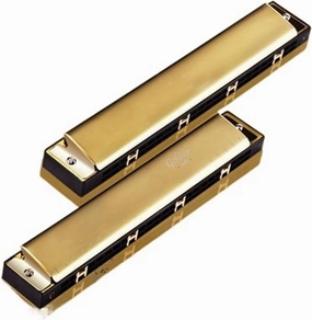 24-hole polyphonic harmonica beginners playing C harmonica(Gold)