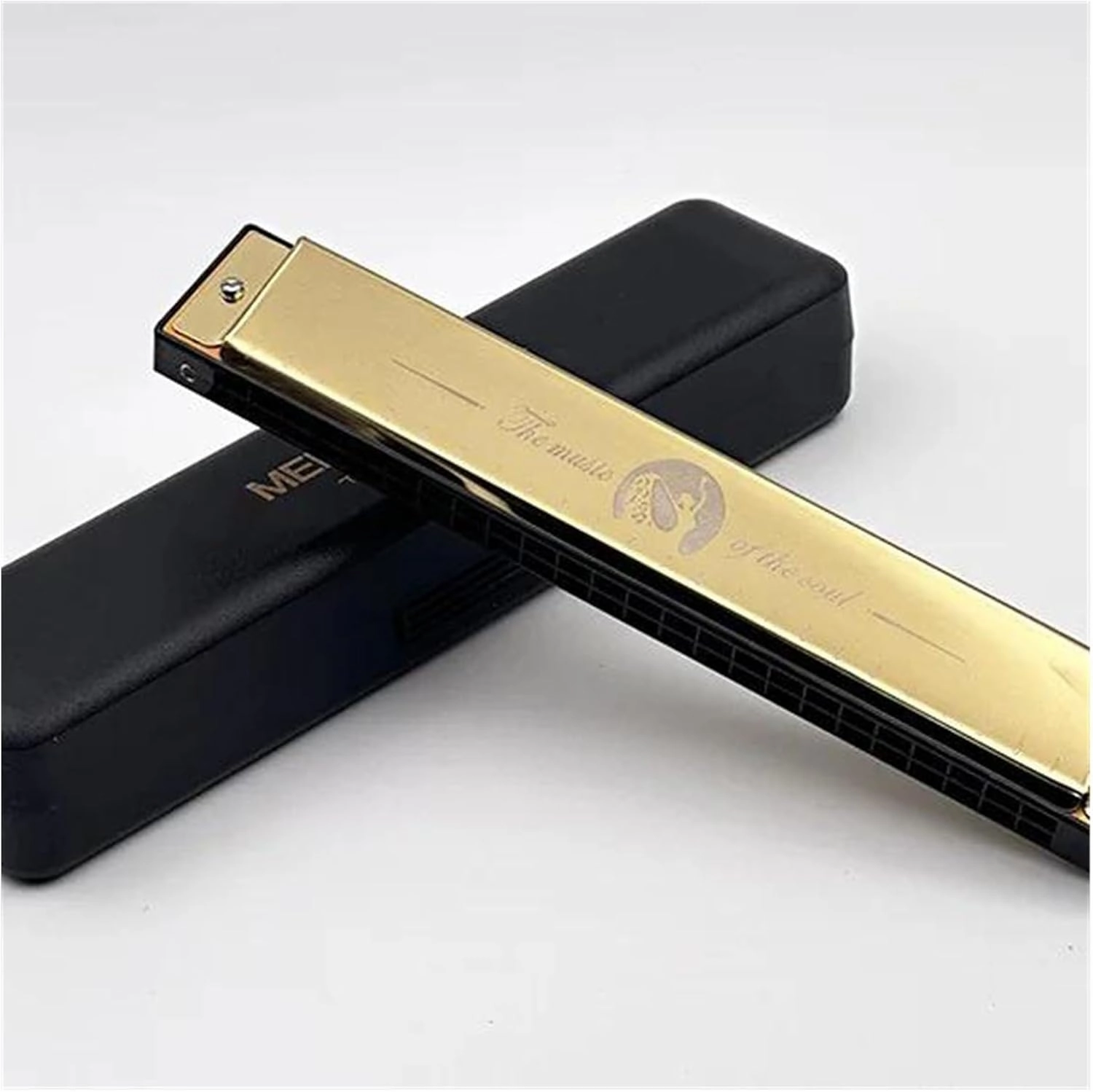 24 hole polyphonic harmonica in the key of C adult self taught beginner harmonica(Gold)