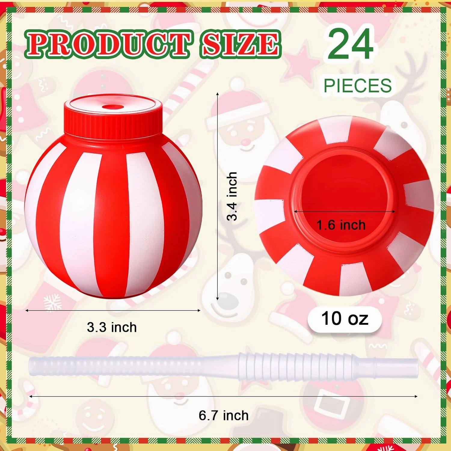 24 Sets Circus Theme Party Decorations 10 oz Circus Ball Cups with Straws and Lids Carnival Decorations Red and White Carnival Cups for Party