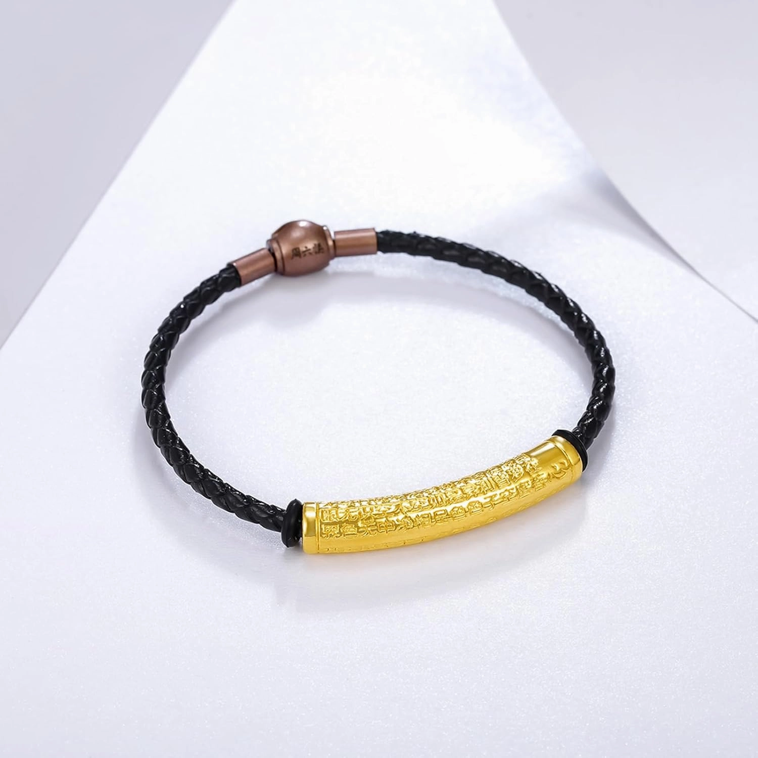 24K Solid Gold Bracelet Real Pure Gold Charm Bracelet Lucky Sanskrit Auspicious Blessing Chain Bracelet Dainty Jewelry for Women Her Anniversary Birthday