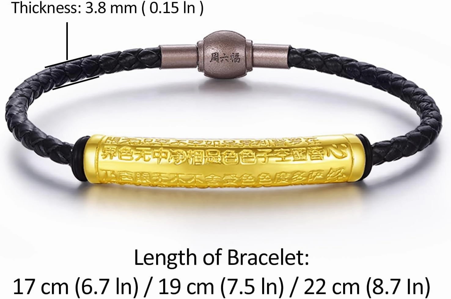 24K Solid Gold Bracelet Real Pure Gold Charm Bracelet Lucky Sanskrit Auspicious Blessing Chain Bracelet Dainty Jewelry for Women Her Anniversary Birthday