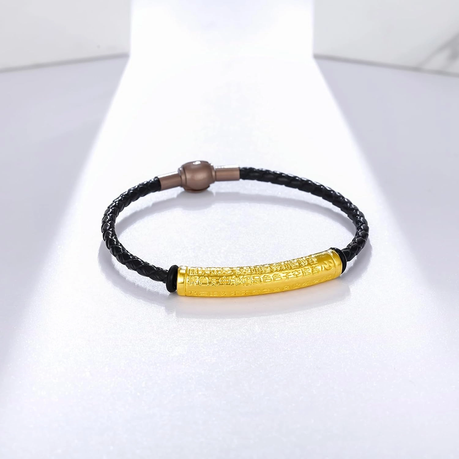 24K Solid Gold Bracelet Real Pure Gold Charm Bracelet Lucky Sanskrit Auspicious Blessing Chain Bracelet Dainty Jewelry for Women Her Anniversary Birthday
