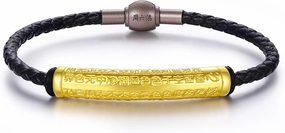 24K Solid Gold Bracelet Real Pure Gold Charm Bracelet Lucky Sanskrit Auspicious Blessing Chain Bracelet Dainty Jewelry for Women Her Anniversary Birthday