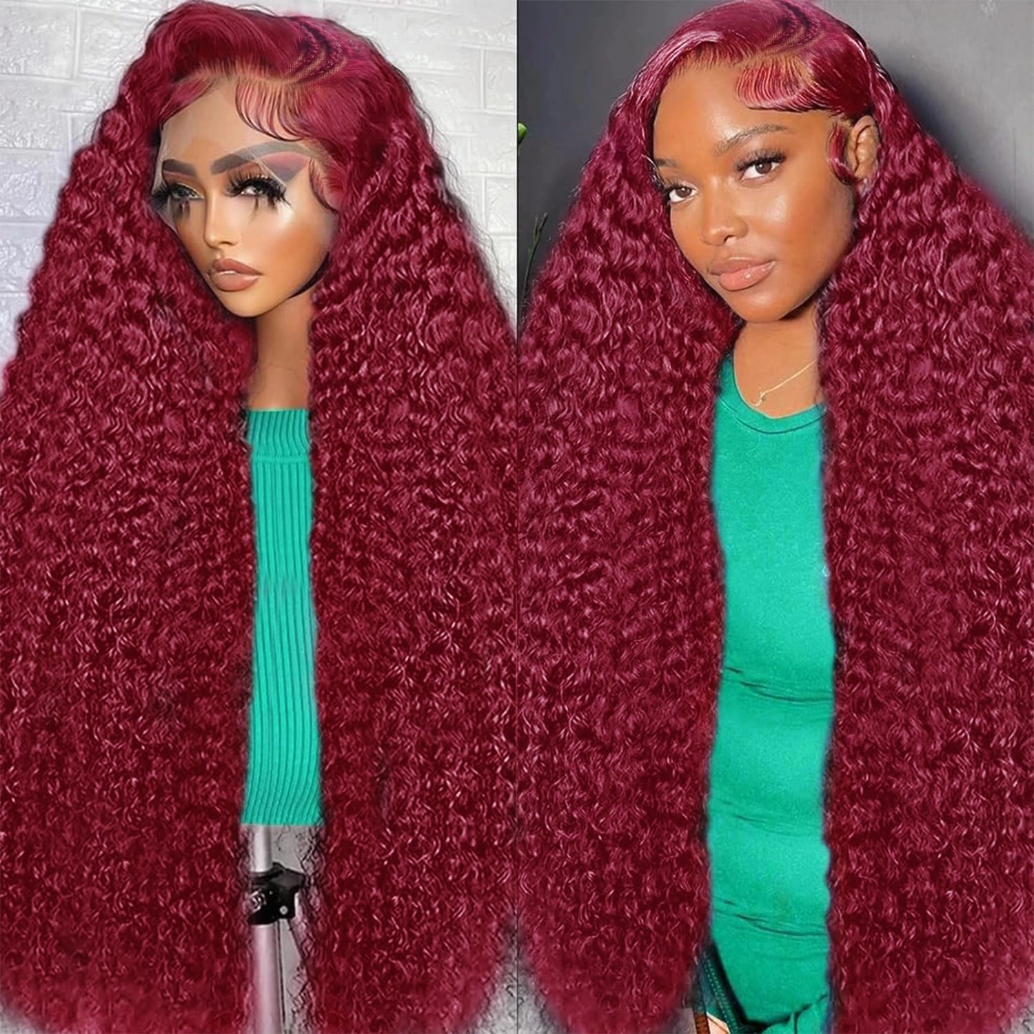 250% Density 13X4 99j Burgundy Lace Front Wigs Human Hair 13x4 Braided Wigs For Black Women HD Curly Human Hair Wig 13X4 Deep Wave Lace Front Wigs Human Hair with Baby Hair Burgundy Wig Human Hair