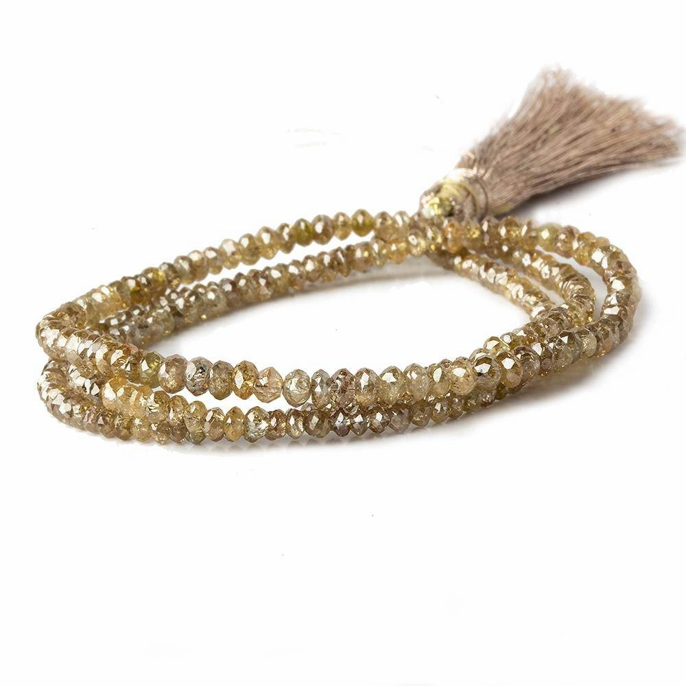 2-3mm Rich Champagne Diamond Faceted Rondelle Beads 16 inch 252 pieces