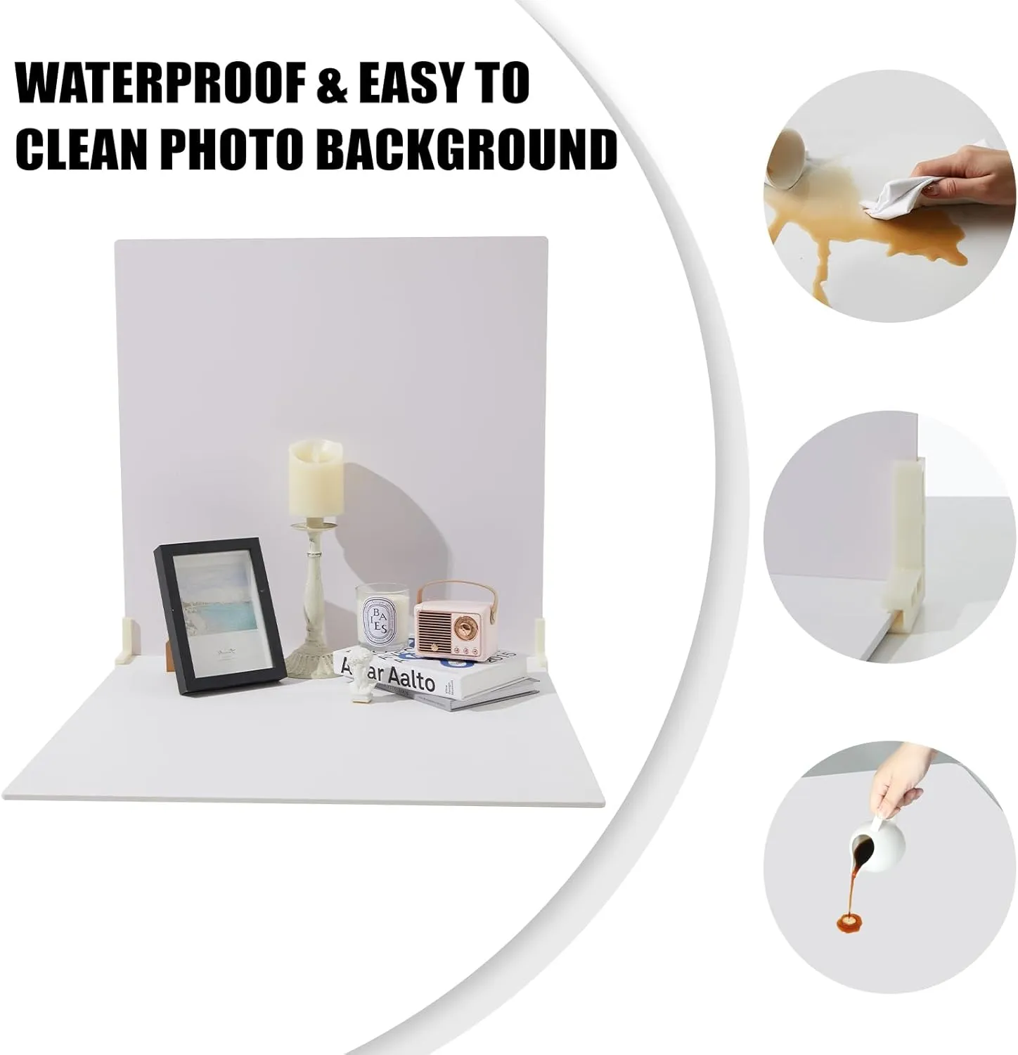 2PCS 24x24Inch Background Boards, 7PCS Backdrop Paper with 16 Inch & 24Inch Light Cone, Photography Kit for Product Shooting, 2PCS Brackets with 2PCS Clips for Food Jewelry Make-up