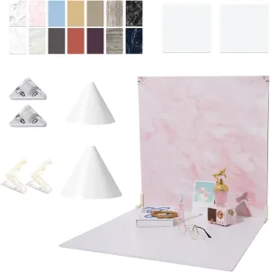 2PCS 24x24Inch Background Boards, 7PCS Backdrop Paper with 16 Inch & 24Inch Light Cone, Photography Kit for Product Shooting, 2PCS Brackets with 2PCS Clips for Food Jewelry Make-up