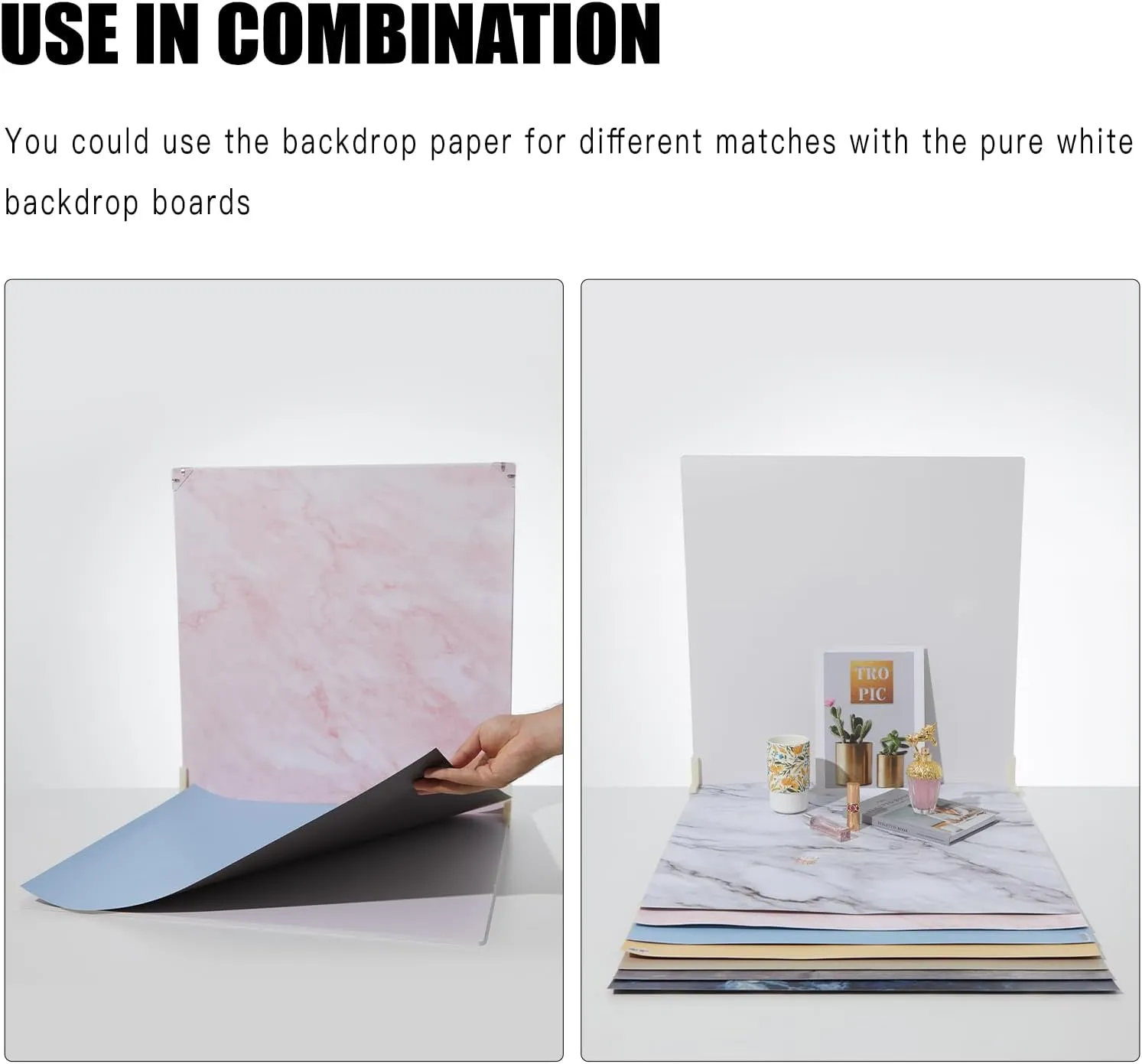 2PCS 24x24Inch Background Boards, 7PCS Backdrop Paper with 16 Inch & 24Inch Light Cone, Photography Kit for Product Shooting, 2PCS Brackets with 2PCS Clips for Food Jewelry Make-up